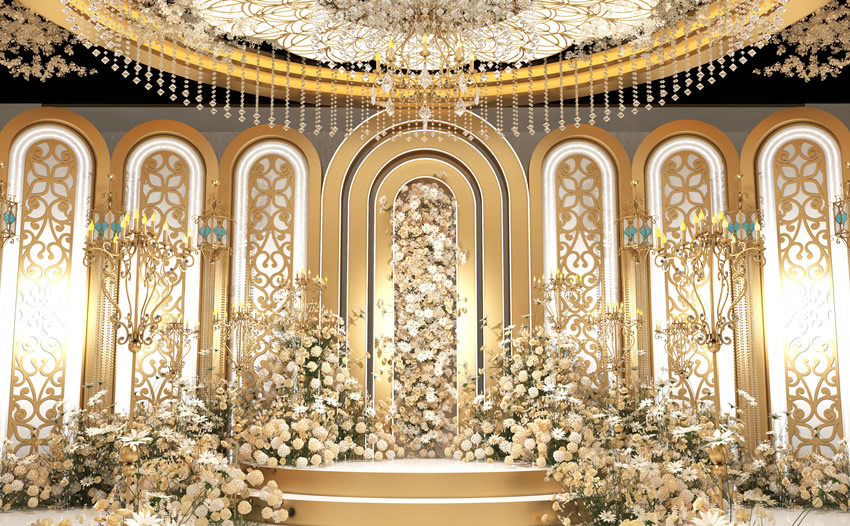 芝罘香槟色调婚礼堂效果展示